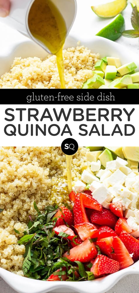 Quinoa And Fruit Recipes, Summer Quinoa Salad, Quinoa Strawberry Salad, Summer Quinoa Salad Recipes, Gluten Free Summer Salads, Strawberry Quinoa, Strawberry Quinoa Salad Recipes, Quinoa Salad Fruit, Gluten Free Salad Recipes