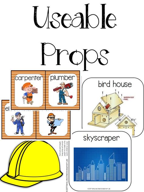 Construction Site Preschool, Construction Dramatic Play, Community Helpers Crafts, Daycare Curriculum, Dramatic Play Center, Dramatic Play Printables, Construction Play, Dramatic Play Preschool, Preschool Units