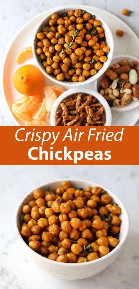 Air Fried Chickpeas Recipe, Fried Chickpeas Air Fryer, Airfried Roasted Chickpeas, Air Fried Chickpeas, Crunchy Chickpeas Air Fryer, Fried Chickpeas, Air Fried Food, Crispy Chickpeas, Air Fryer Oven Recipes