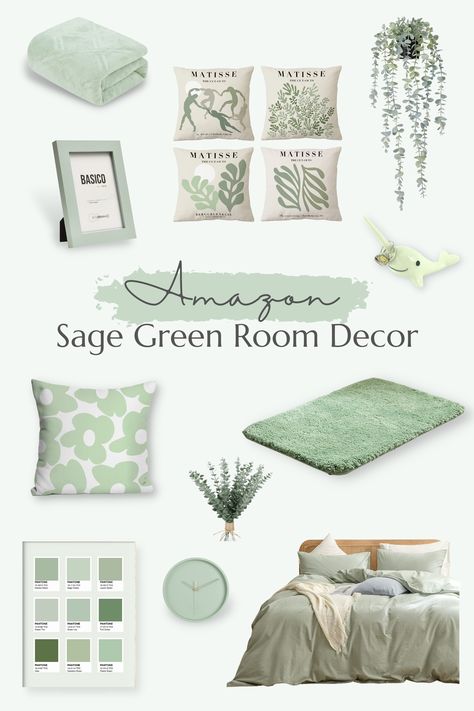 Green Sage Room Aesthetic, Cute Room Ideas Aesthetic Green, Pastel Green And White Bedroom, Room Ideas Aesthetic Green Boho, Room Inspo Sage Green Walls, Room Ideas Grey And Green, Green Themed Room Aesthetic, Green Decor Bedroom Room Ideas, Room Inspo Aesthetic Green And Pink