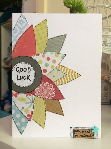 Good use for oblong scraps of paper Diy Good Luck Cards Handmade, Good Luck Card Ideas Handmade, Good Luck Cards Handmade, Farewell Card Ideas Handmade, Presidents Week, Goodbye Cards, Farewell Card, Goodbye And Good Luck, Good Luck New Job