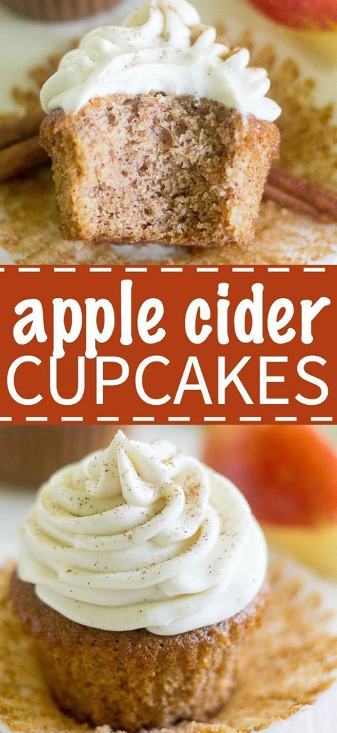 Fall Frosting Recipes, Apple Cider Cupcakes, Cupcakes Fall, Cupcake Cream, Bake Cupcakes, Coconut Dessert, Diy Easy Recipes, Cupcakes With Cream Cheese Frosting, Desserts Cupcakes