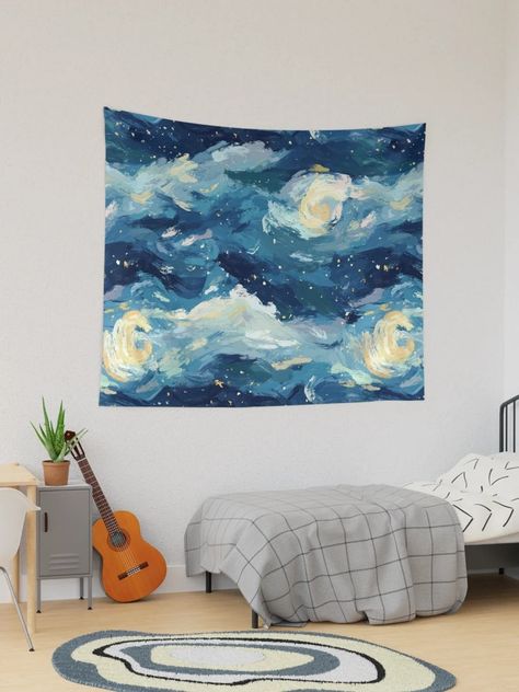 "Peaceful and Dreamy Impressionist Starry Night Sky" Tapestry for Sale by nonsensegoods | Redbubble Sky Tapestry, Starry Night Sky, Night Sky, Night Skies, Starry Night, Tapestry, For Sale