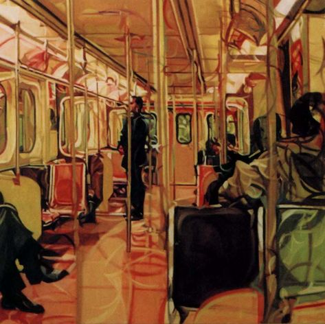 Subway Paintings - Hillel Kagan Metro Painting, Subway Painting Art, Subway Painting, Subway Sketch, Subway Drawing, Inside A Subway Train, Hall Painting, Ny Subway, Fashion Major