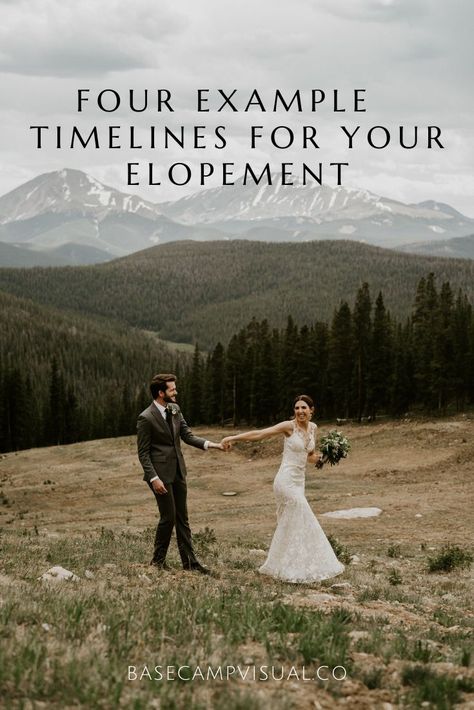 Mountain Elopement Inspiration, Elopement Timeline Example, Elopement Day Timeline, Elopement Ideas Colorado, Colorado Elopement Ideas, Mountain Elopement Ideas, Elopement Ideas Mountain, Elopement Decorations, Elope Colorado