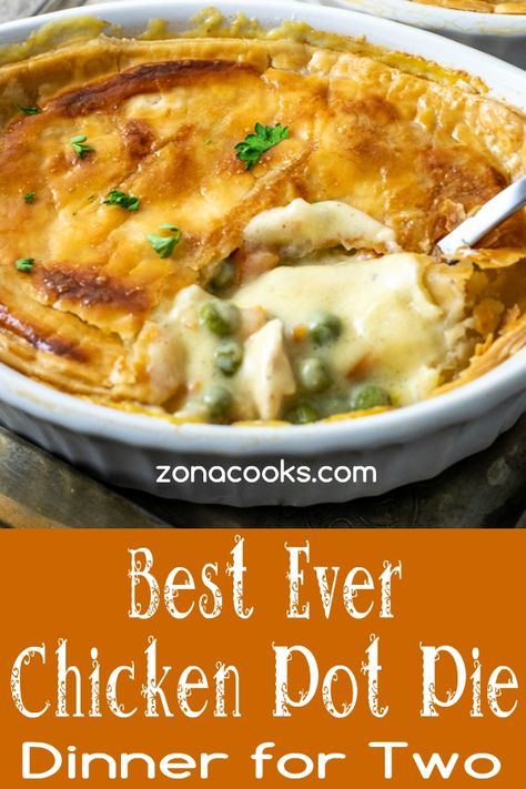 Chicken Pot Pie Casserole For 2, Chicken Pot Pie Recipe For 2, Mini Chicken Potpies, Chicken Dinner Ideas For 2, 1 Person Chicken Meal, Lunch Ideas For 2 People, One Dish Chicken Pot Pie, Small Chicken Pot Pie Recipe, Chicken Pot Pie Small Batch