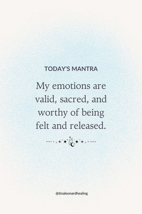 Today's mantra: My emotions are valid, sacred, and worthy of being felt and released. Embrace your feelings without judgment and allow them to flow. This mantra quote is a reminder that your emotions hold wisdom and deserve space for healing. Repeat this affirmation daily to honor your inner journey. Want more? Click to book your healing session & readings. Emotions Are Valid, Quotes For Growth, Today's Mantra, Affirmation Daily, Healing Session, Growth Mindset Quotes, Inner Journey, Mantra Quotes, My Emotions