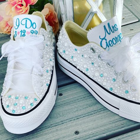 Ring Bearer Shoes, Converse Bride, Embroidered Wedding Shoes, Bride Sneakers, Wedding Converse, Wedding Sneakers, Groom Shoes, Sparkle Shoes, Platform Converse