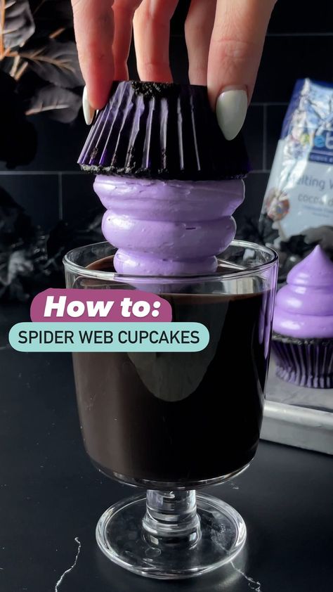 Our spidey senses are tingling…or maybe it’s just our taste buds 😋 Even if you’re not afraid of spiders, these spider web cupcakes are so … | Instagram Halloween Cupcakes Spiderweb, Spider Web Cupcakes Halloween, Purple Halloween Cupcakes, Witch Cupcakes Halloween, Cobweb Cupcakes, Halloween Frosting Cupcakes, Marshmallow Spider Web, Chocolate Spider Web, Spider Web Cupcakes