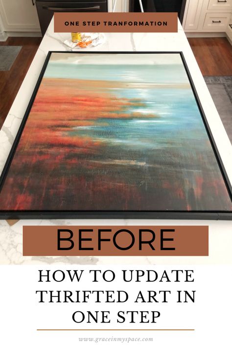 Thrifted art is so easy to come by, but often it needs some TLC! Learn how to update thrift store art with 1 simple step for a vintage look. #fromhousetohaven #thriftedart #thriftstoreart #artDIY #DIYartwork #vintageart #canvasartideas Thrift Store Painting Upcycle, Christmas Tree Drawings, Thrifted Art, Tree Drawings, Thrift Store Art, Toddler Drawing, I Spy Diy, Fall Decor Inspiration, Christmas Artwork