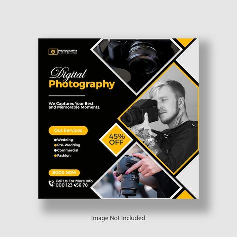 Photography Services Poster, Photography Social Media Post Ideas, Photography Banner Design, Facebook Poster Design, Photography Advertising Ideas, Services Social Media Post, Photoshop Poster Tutorial, Photography Poster Design, Photography Banner