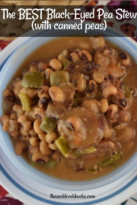 Black-Eyed Peas and Sausage Stew uses canned black-eyed peas and smoked sausage to create the perfect winter stew recipe with all the classic flavors of Louisiana. Black eyed peas are a traditional New Year’s Day dish so consider serving this hearty version with smoked sausage to kick off the year. Sausage And Black Eyed Peas, Blackeyed Pea Recipes Canned, Sausage Black Eyed Peas, Recipes Using Canned Black Eyed Peas, Black Eyed Peas And Sausage Recipe, Canned Blackeye Peas Recipes, Can Black Eyed Peas Recipe, Black Eyed Peas And Sausage, Black Eyed Peas With Sausage