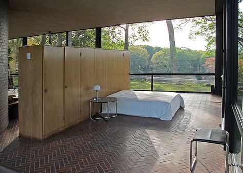 Philip Johnson Residence    Glass House interior    Philip Johnson, architect  1949 Phillip Johnson Glass House, Glass House Philip Johnson, Classical Architecture House, International Style Architecture, Philip Johnson Glass House, Philip Johnson, Kerala House Design, Kerala Houses, French Country House