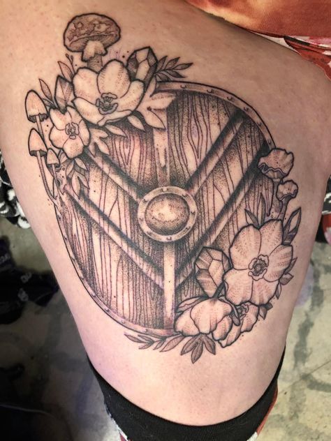 Shieldmaiden Tattoo For Women, Shield Maiden Tattoo For Women, Women Viking Tattoo, Shield Tattoo Women, Rugged Tattoo, Viking Shield Tattoo, Shieldmaiden Tattoo, Shield Maiden Tattoo, Feminine Viking Tattoo