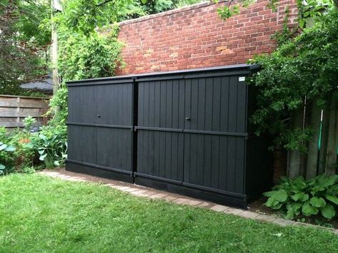 (ad) Outdoor Storage Solutions Sheds Ideas, Outside Storage Shed, Black Fence, Simple Shed, Kayak Storage, Outside Storage, Shed Building Plans, Small Sheds, Storage Shed Plans