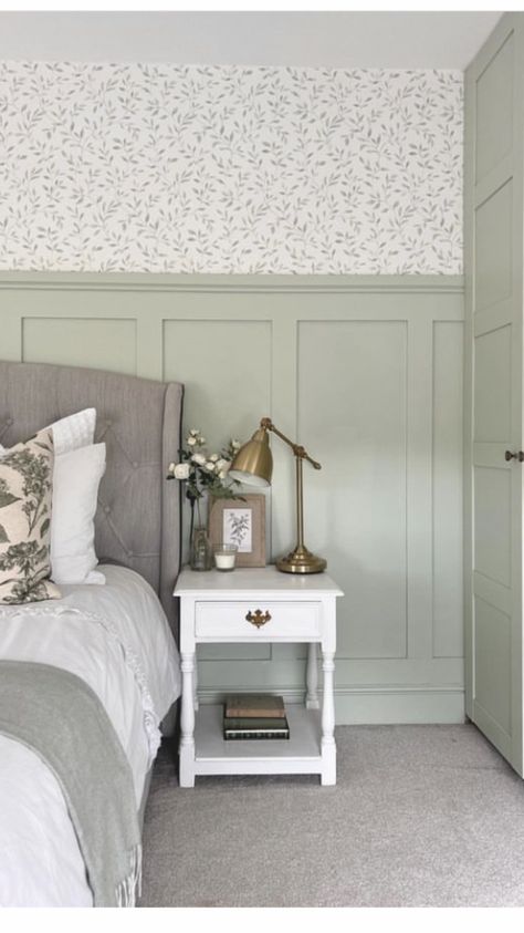 Wall Panelling With Wallpaper, Cwmrhys Cottage, Panelling With Wallpaper, Half Wall Panelling, Bedroom Wall Panelling, Wall Panelling Ideas, Strip Wood, Panelling Ideas, Have A Lovely Evening