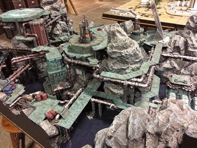 Warhammer World Necromunda Mining Facility gaming board Warhammer World, Warhammer Imperial Guard, Wargaming Table, Warhammer Terrain, 40k Terrain, Miniature Gaming, Game Terrain, Warhammer Models, Wargaming Terrain