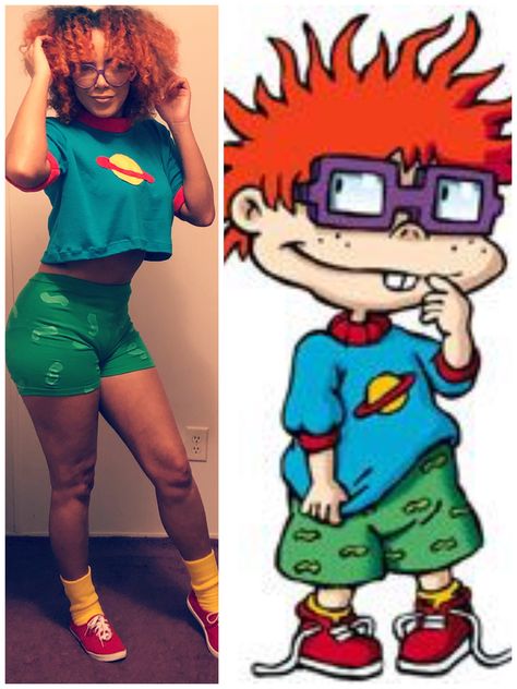 Rugrats Costume, Chuckie Rugrats, Rugrats Chuckie, Orange Hair Color, Chuckie Finster, Black Cosplayers, Purple Glasses, Halloween Costumes For Work, Hair Color Spray