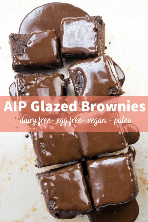 These allergen-free + vegan brownies are so easy to make! AIP Brownies with a simple glaze, dense, fudgy, and good for you too! Aip Baking, Organic Coconut Sugar, Carob Powder, Autoimmune Paleo Recipes, Easy Peasy Recipes, Aip Desserts, Aip Paleo Recipes, Vegan Brownie, Paleo Sweets