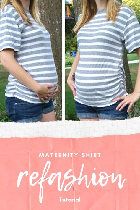 Turn a men's t-shirt into a maternity shirt easily with this tutorial! Maternity Shirt Ideas, Maternity Shirts Diy, Diy Maternity Shirt, Diy Maternity Clothes, Before Pregnancy, Maternity Sewing, Maternity Dress Outfits, Hot Topic Clothes, Cut Up Shirts