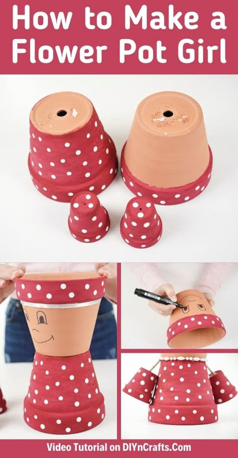 Terracotta Pots Painted People, Clay Pot Diy Projects, Painted Clay Pots Ideas Simple, Decorate Clay Pots Terra Cotta, Painting Garden Pots Ideas, Tera Cota Pots Diy Projects, Tiny Terra Cotta Pot Ideas, How To Make Flower Pot People, Terracotta Pot People Diy Projects