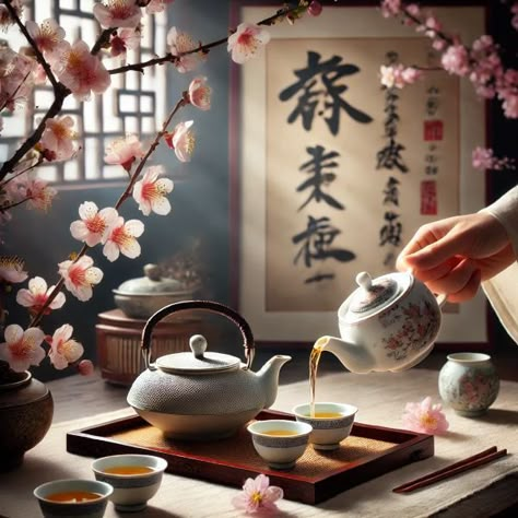 "Experience the serenity and elegance of a traditional Chinese tea ceremony 🍵✨. From the meticulous preparation to the delicate flavors, it's a beautiful ritual that brings peace and mindfulness. #ChineseTea #TeaCeremony #TeaCulture #TeaTime" Asian Tea Aesthetic, Chinese Tea Aesthetic, Chinese Tea Shop, Chinese Herbal Tea, Vintage Tea Time, English Tea Party, Asian Tea, Inktober 2024, Brew Tea