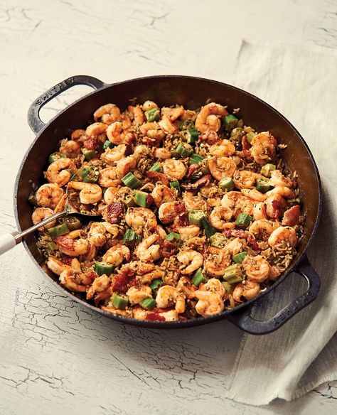 Kardea Brown Shares Her Recipe for a Shrimp and Rice Lowcountry Classic Limpin Susan, Kardea Brown Recipes, Kardea Brown, Brown Food, Shrimp And Rice, Thick Cut Bacon, Food Network Magazine, Okra, How To Squeeze Lemons