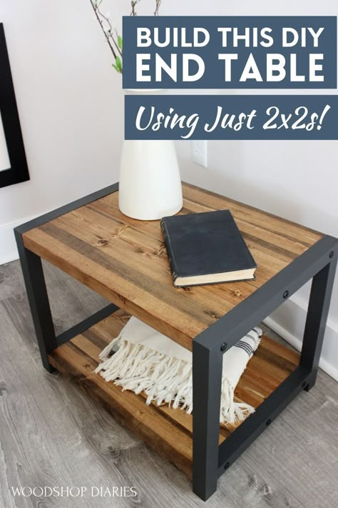 Mission Style End Tables, Diy End Table, 2x2 Wood, End Table Plans, Crate Side Table, Rustic End Tables, Farmhouse End Tables, Diy Side Table, Diy End Tables