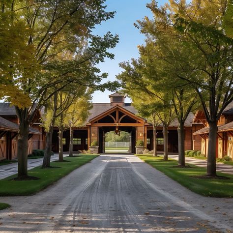 Ranch Architecture Design, Horse Stable Aesthetic Exterior, Horse Ranch Ideas, Western Barn Ideas, Home Stables, Farm Layouts, Luxury Horse Barns, Dream Barn Stables, Equestrian Ranch