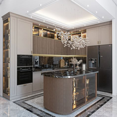 Kitchen Interior Neoclassic, Kitchen Design Classic Modern, Modern Luxury Kitchen 2024, Kitchen Neoclassic Interior Design, Elegant Kitchen Design Modern, Modern Interior Design Kitchen, Neoclassic Interior Design, Neo Classic Kitchen, Neoclassical Kitchen