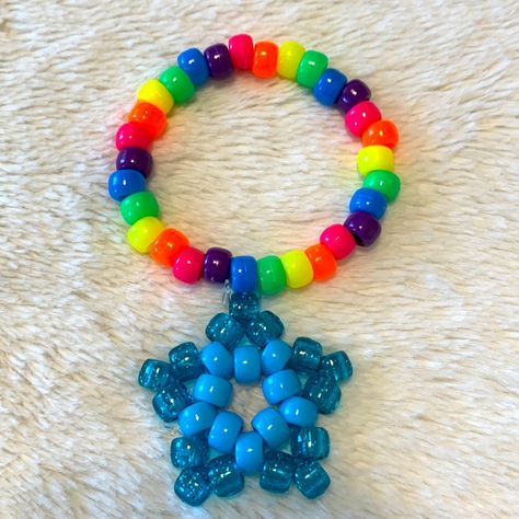 Handmade Rainbow Kandi Star -This Listing Is For The One Bracelet Pictured Above. One Size Fits Most Stretchy Cord Unique And Fun For Your Next Rave Or Festival! Check Out My Closet For More Kandi Goodies, And Create Your Own Personalized Bundle For The Best Deal! Edm Edc Raver Pot Stoner Weed Mushrooms Shroom 420 Party Kandi Bracelets Jewelry Beads Plur Glitter Outfit Accessories Rainbow Y2k 90s Neon Trippy Beyond Wonderland Ultra Lost Lands Electric Forest Nocturnal Kandi Necklace Choker, Kandy Braclets, Kandi Bracelets Cuff, Pastel Kandi, Kandi Bracelets Rave, Kandi Star, Scene Bracelets, Kandi Jewelry, Rave Candy