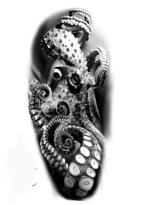 Realistic Octopus Tattoo Design, Octopus On Arm Tattoo, Octopus Tattoos Design, Kraken Attacking Ship Tattoo, Realistic Octopus Tattoos, Clock Tattoos, Nautical Tattoo Sleeve, Ocean Sleeve, Octopus Tattoo Sleeve