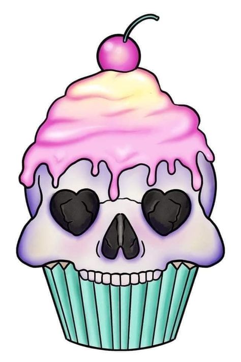 Skull Cupcakes, Cupcake Tattoos, Lips Art Print, Cupcake Drawing, Cupcake Pictures, Halloween Wallpaper Cute, Halloween Rocks, Cupcake Art, Tattoo Art Drawings