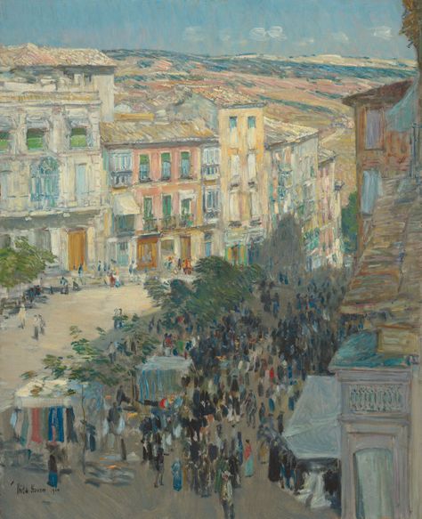 "View of a Southern French City," Childe Hassam, 1910, oil on board, 25 5/8 x 20 5/8", The Art Institute of Chicago. Frederick Childe Hassam, American Painters, French City, Childe Hassam, Chicago Art, The Art Institute Of Chicago, Cityscape Art, Hur Man Målar, Soul Art