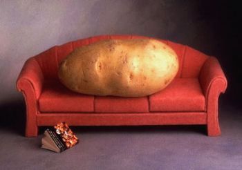 Newton's First Law also says that an object at rest will remain at rest unless an outside force acts upon it. This couch potato is not moving and will continue to not move unless an outside forces causes it to move. Potato Art, Couch Workout, Couch To 5k, Couch Potato, Get Moving, New Energy, Real Food Recipes, Potato, Blogging