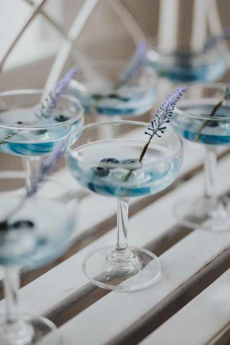 Blue And White Party Aesthetic, Something Blue Cocktail, Something Blue Hens Party, Dusty Blue Bachelorette Party, Light Blue Themed Birthday Party, Blue Wedding Drinks, Light Blue Cocktails, Something Blue Signature Drink, Blue Bachelorette Aesthetic