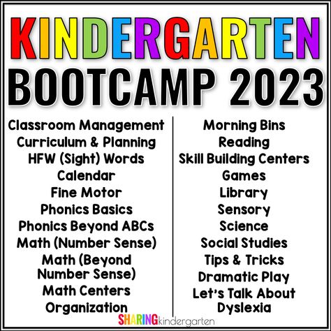 Whether you’re new to kindergarten, new to teaching, or you just want to hit the refresh button on kindergarten everything, Kindergarten Bootcamp is a great place to gather some amazing professional development, bank some great resources, and get ready for a new school year with all the tips, tricks and tools you need. You know, all the stuff they didn’t teach you in college, but everything you need to know. Kindergarten Bootcamp Ideas, Abc Bootcamp, Bootcamp Ideas, Differentiated Kindergarten, Word Skills, Play Math, K Board, Math Number Sense, Early Childhood Classrooms