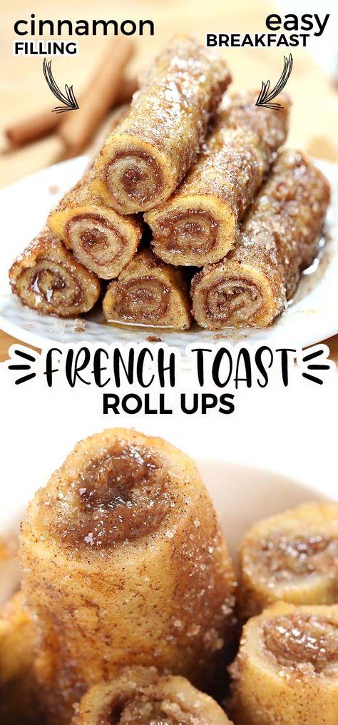 Toast Roll Ups, French Toast Roll Ups, French Toast Rolls, Cinnamon French Toast, Breakfast Sweets, Homemade Breakfast, Snacks Für Party, Roll Ups, Toast Recipes