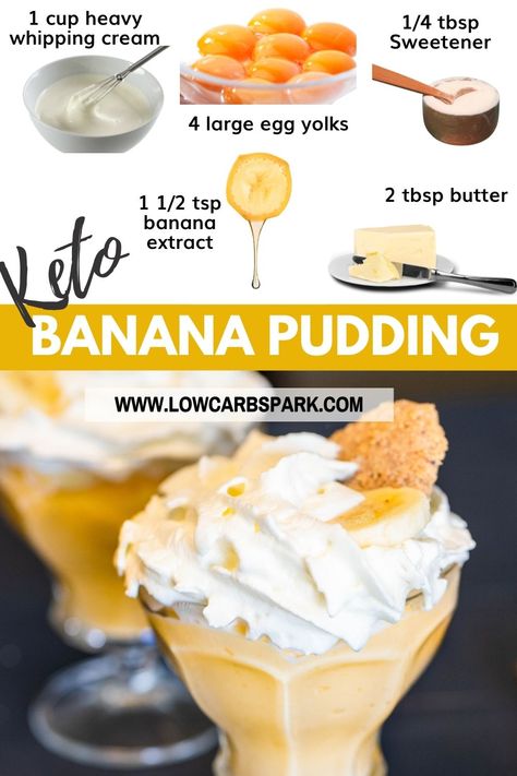 Low Carb Banana Pudding, Keto Banana Pudding, Low Carb Banana, Keto Favorites, Keto Banana, Keto Pudding, Low Sugar Diet Recipes, Keto Banana Bread, Dinner Recipes Healthy Low Carb