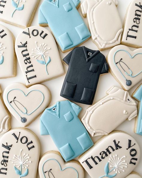 Cna Cookies Decorated, Midwife Cookies Decorated, Obgyn Cookies Decorated, Cookies For Nurses Week, Labor And Delivery Nurse Cookies, Obgyn Cookies, Obgyn Thank You Gift, Thank You Sugar Cookies, Thank You Cookies Decorated