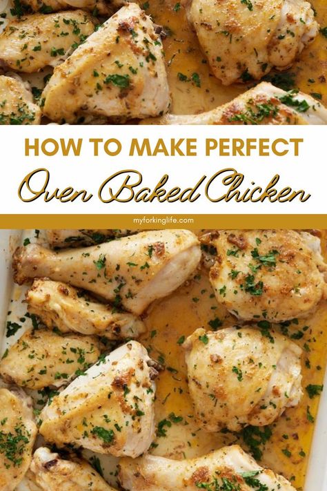 Master How to Make Perfect Oven-Baked Chicken! This guide will show you how to achieve juicy, tender chicken with a crispy golden skin, using simple seasonings and a foolproof baking method. Ideal for any dinner. Best Seasoning For Baked Chicken, Oven Baked Chicken Pieces, How Long Do You Bake Chicken In The Oven, Baked Chicken Bone In, Baked Chicken Pieces In Oven, How To Bake Chicken In The Oven, Chicken Tenderloins In Oven, Bake Chicken In Oven, Roasted Chicken Pieces