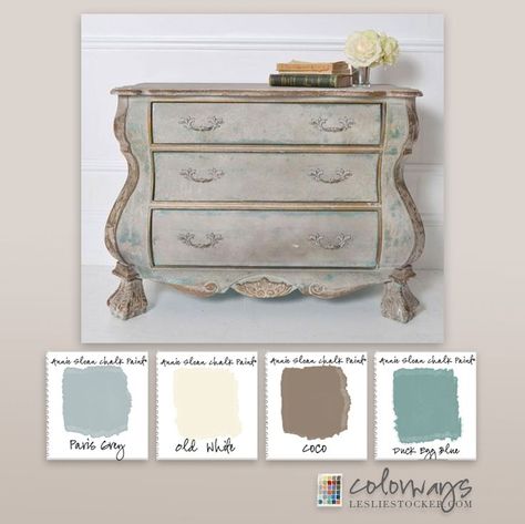 Annie Sloan Chalk Paint Colors: Paris Grey, Old White, Coco, Duck Egg Blue