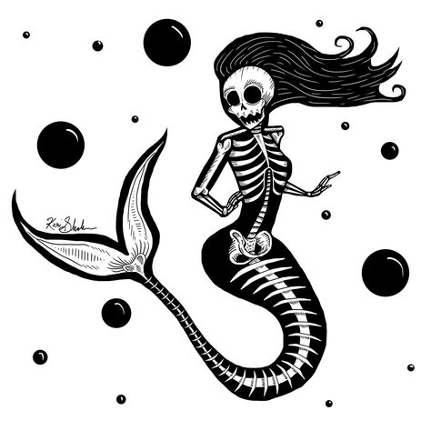 Skeleton Mermaid - Coney Island Mermaid Parade 2018 on Behance Skeleton Mermaid, Mermaid Tattoo Designs, Skull Girl Tattoo, Mermaid Skeleton, Mermaid Parade, Scary Tattoos, Mermaid Drawings, Mermaid Tattoos, Mexico Art