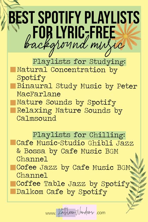 Study Music Playlist, Study Playlist, Playlists Spotify, Good Playlists, Best Spotify Playlists, Music Recs, Free Background Music, Playlist Ideas, Music Playlists