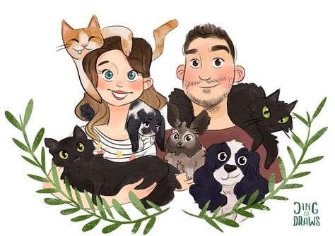 Custom Disney Style Illustration/Portrait - DIGITAL COPY ONLY - birthdays, anniversary, wedding, wal Yt Logo, Illustration Couple, Custom Portrait Illustration, Family Drawing, Illustration Portrait, Paper Gifts Anniversary, Custom Family Portrait, Gift Paper, Paper Anniversary