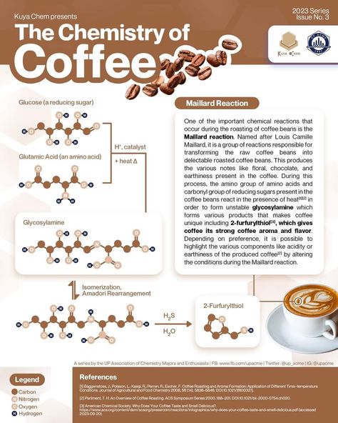 Chemistry Infographic Design, Chemistry Infographic, Coffee Chemistry, Coffee 101, Chemistry Organic, Food Engineering, Homemade Coffee Drinks, Coffee Notes, Coffee Process