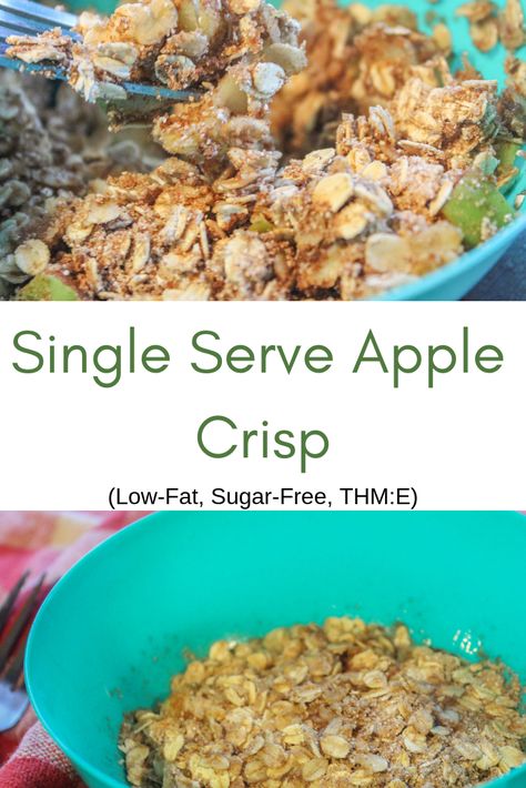 Thm Apple Crisp Recipe, Thm Apple Recipes, Thm Apple Crisp, Thm E Lunch Ideas, Thm E Desserts, Thm Oatmeal, Single Serve Apple Crisp, Apple Crisp Vegan, Applesauce Recipes