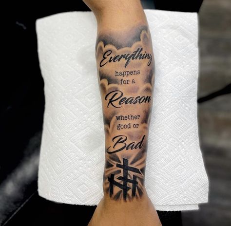 Men Tattoo Half Sleeve, Arm Tattoo Men Bible Verse, Mens Black Tattoos, Nice Forearm Tattoos For Men, Tattoo Ideas For Men Outer Forearm, Tattoo Ideas For Men First Time, Tatoos Men Fore Arm, Tattoo Ideas About Moms, Forearm Tattoo Quotes Men Half Sleeves