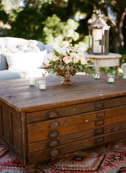 coffee. table. (needs. casters.) Rustic Trunk Coffee Table, Dining Conservatory, Conservatory Room, Ojai Wedding, Trunk Coffee Table, Coffee Urn, Rustic Wedding Ceremony, Coffee Table Trunk, Wood Storage