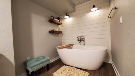 How to Build a Luxury Basement Bathroom : 13 Steps (with Pictures) - Instructables Basement Bathtub Ideas, Basement Bathroom Ideas With Tub, Luxury Basement, Bathroom Tile Installation, Pocket Door Installation, Building A Basement, Basement Steps, Bathroom Projects, Basement Remodel Diy